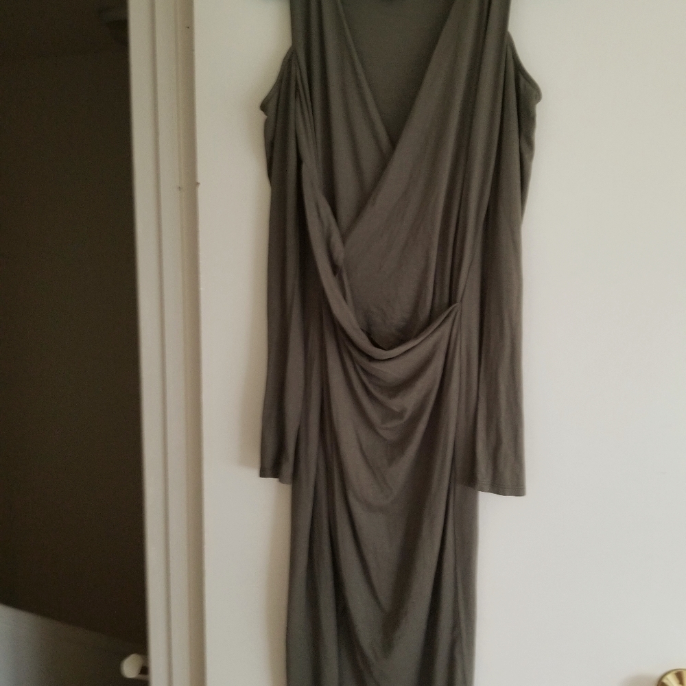 Long Sleeve Olive Green Dress